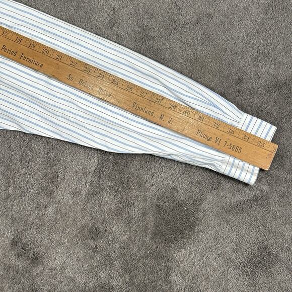 Ralph Lauren Men's XL White W/ Blue Stripes Button Down Long Sleeve Cotton Shirt - Picture 13 of 14